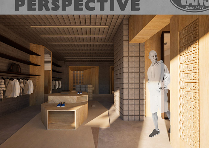 Vans concept store perspective render by Diploma student Anthony Simonetta