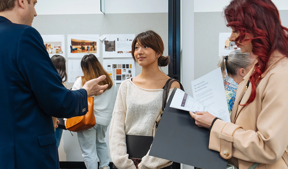 Tutors welcoming visitors at a Sydney Design School open day