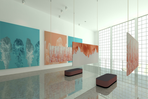 Gallery interior render modelled in Autodesk Revit