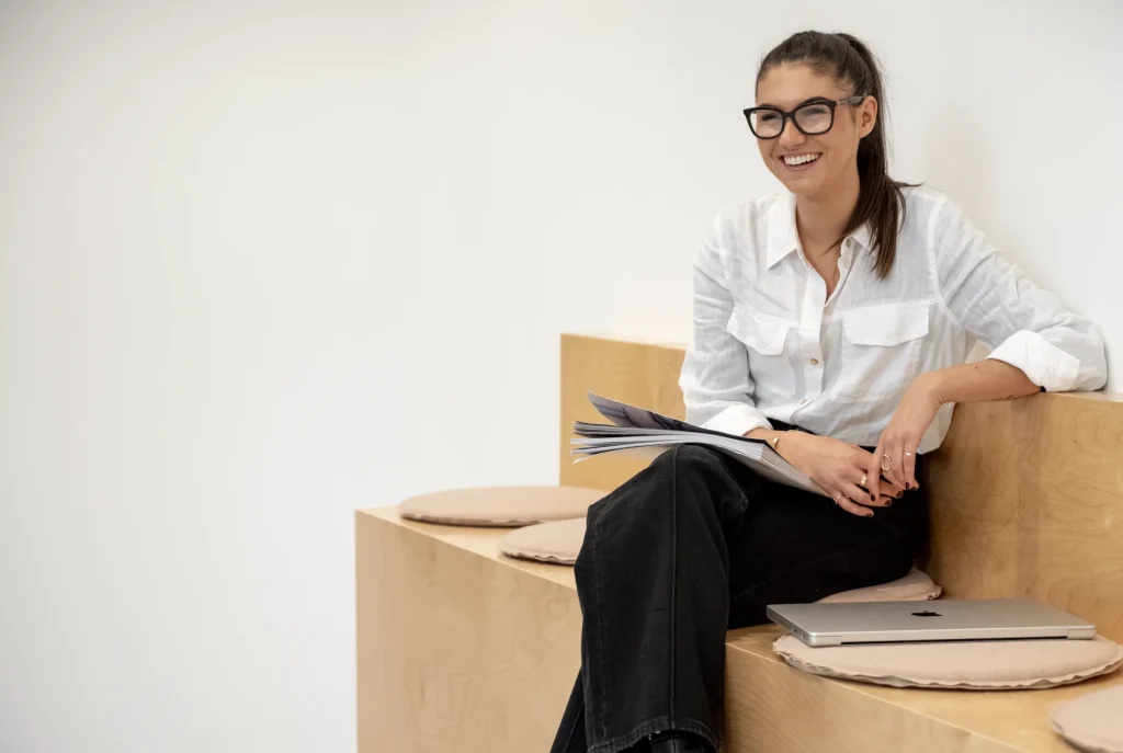 Interior design student Remi studying on campus at Sydney Design School
